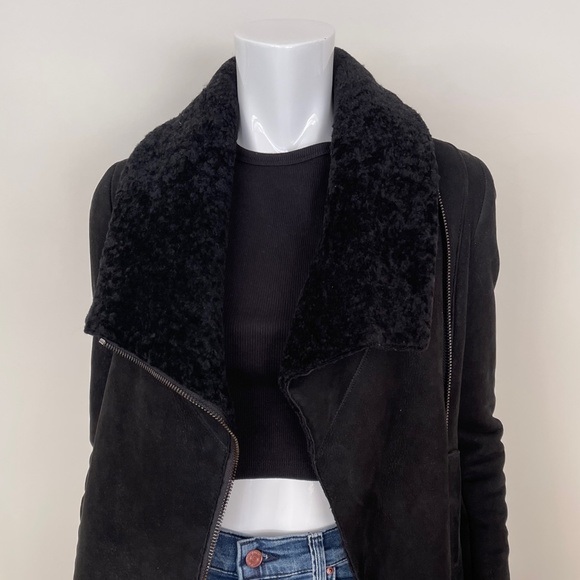VINCE Genuine Shearling Jacket in Black - Picture 4 of 8